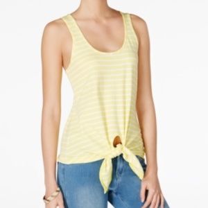 New Yellow & White Striped Tank w/ Hem Tie